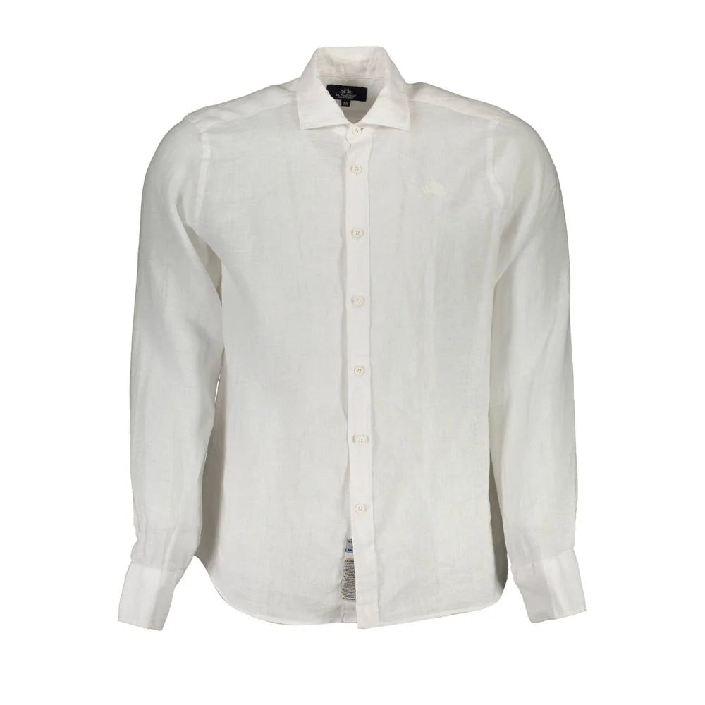 La Martina White Linen Men Shirt - Shirts