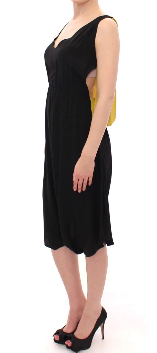 Lamberto Petri Black Yellow Silk Shift Sheath Coctail Dress - IT42|M - Dresses