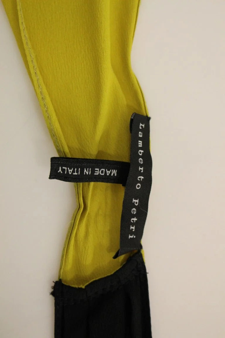 Lamberto Petri Black Yellow Silk Shift Sheath Coctail Dress - IT42|M - Dresses