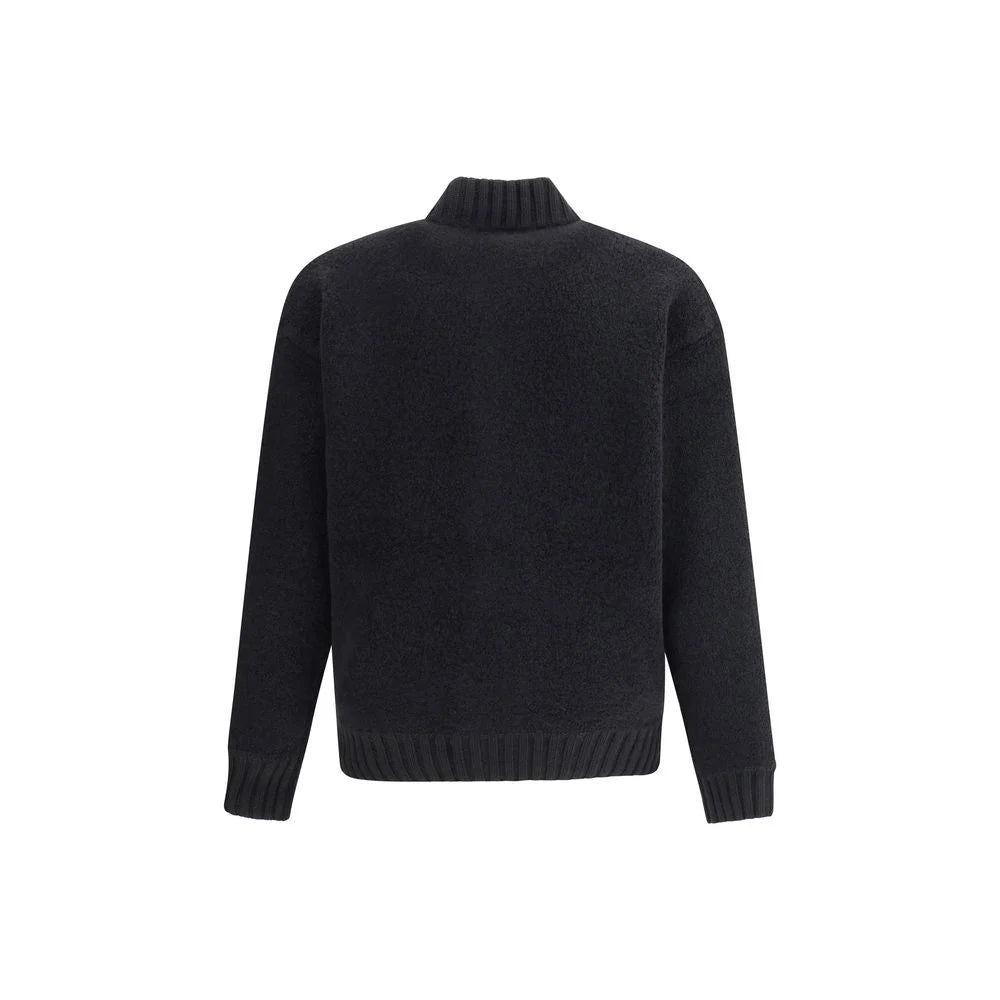 Laneus Black Merino Wool Bomber - Bomber Jackets