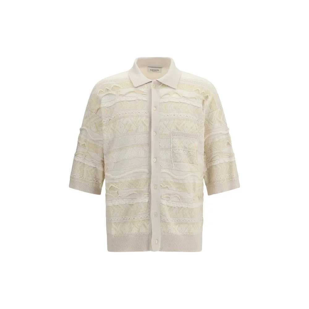 Laneus White Cotton Polo Shirt - M/L