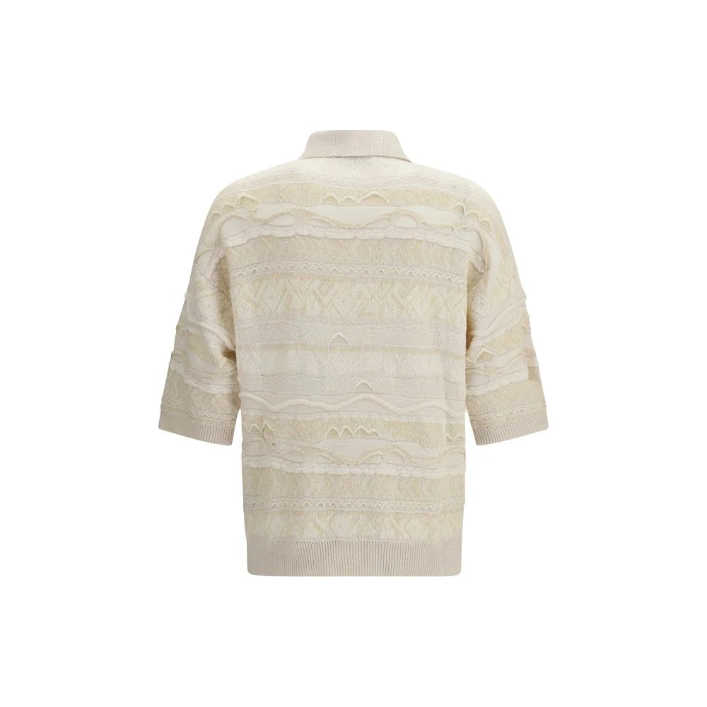 Laneus White Cotton Polo Shirt - M/L