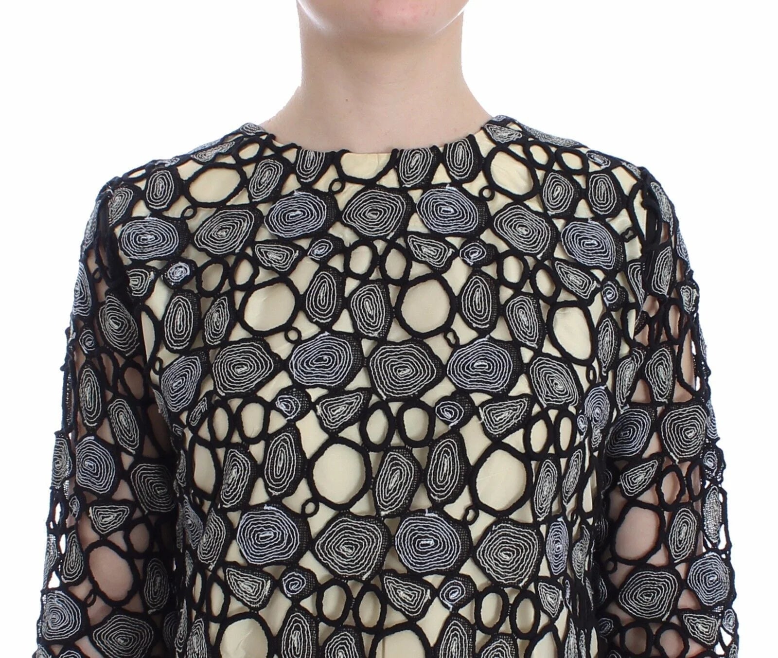 Lanre Da Silva Ajayi Black Cream Sheath Dress Shift Mini Dress - L - Dresses