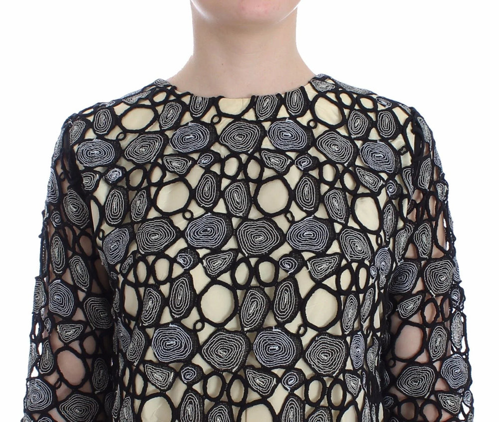 Lanre Da Silva Ajayi Black Cream Sheath Dress Shift Mini Dress - L - Dresses