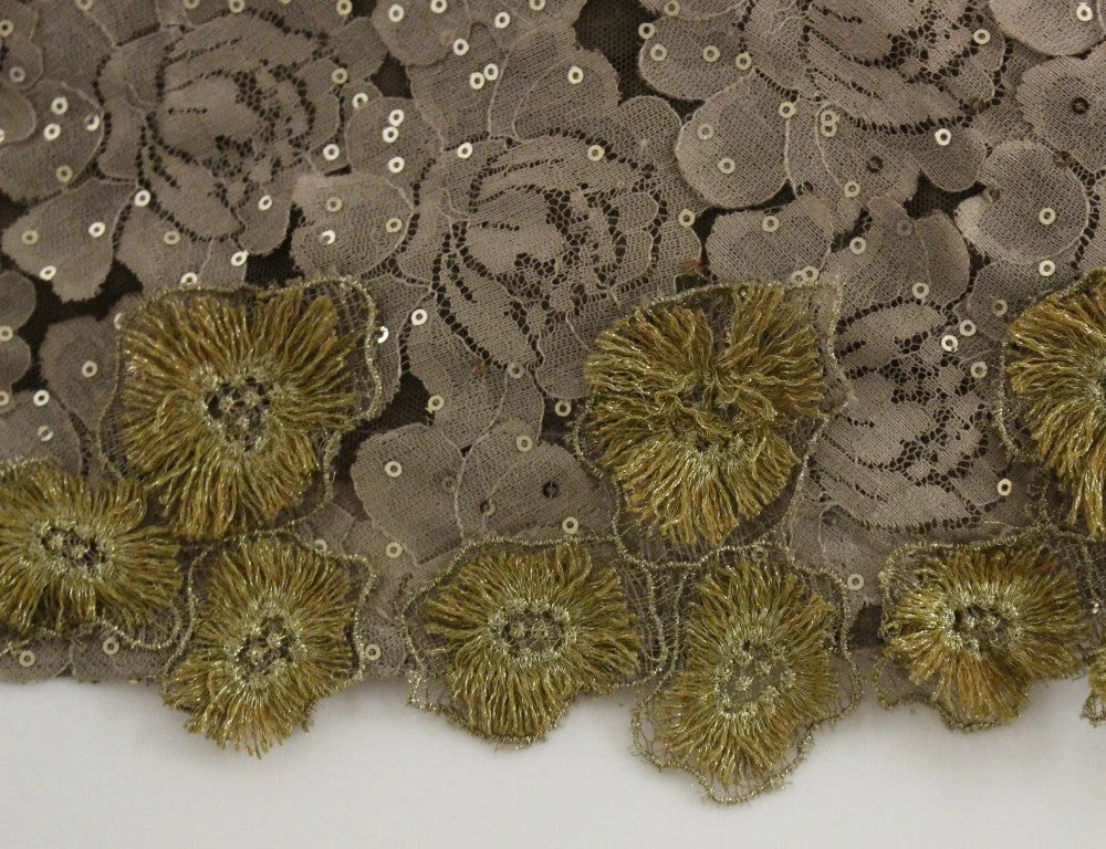 Lanre Da Silva Ajayi GOLD Long Lace Maxi Crystal Dress - M - Dresses