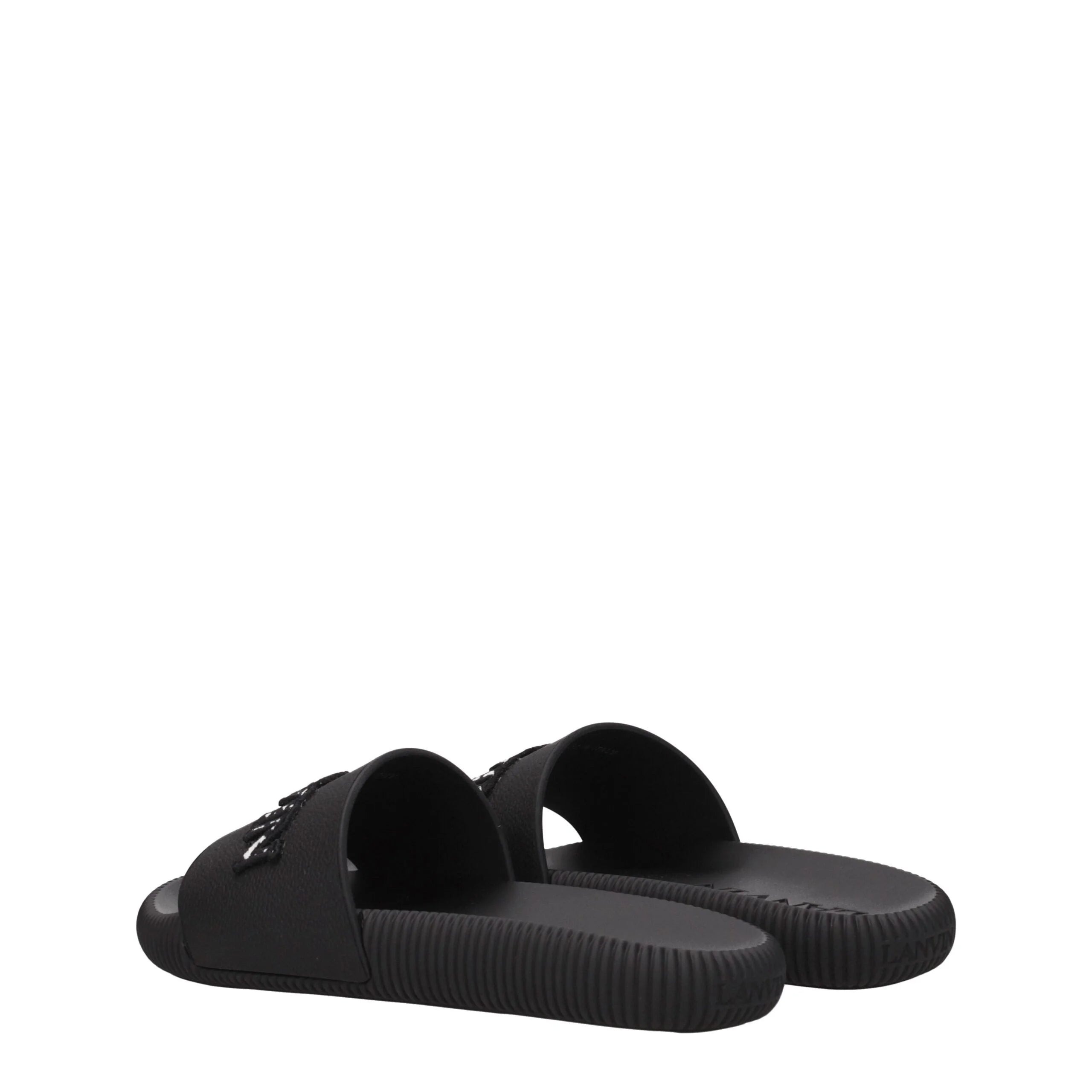 Lanvin Black Cotton Slippers Sandals