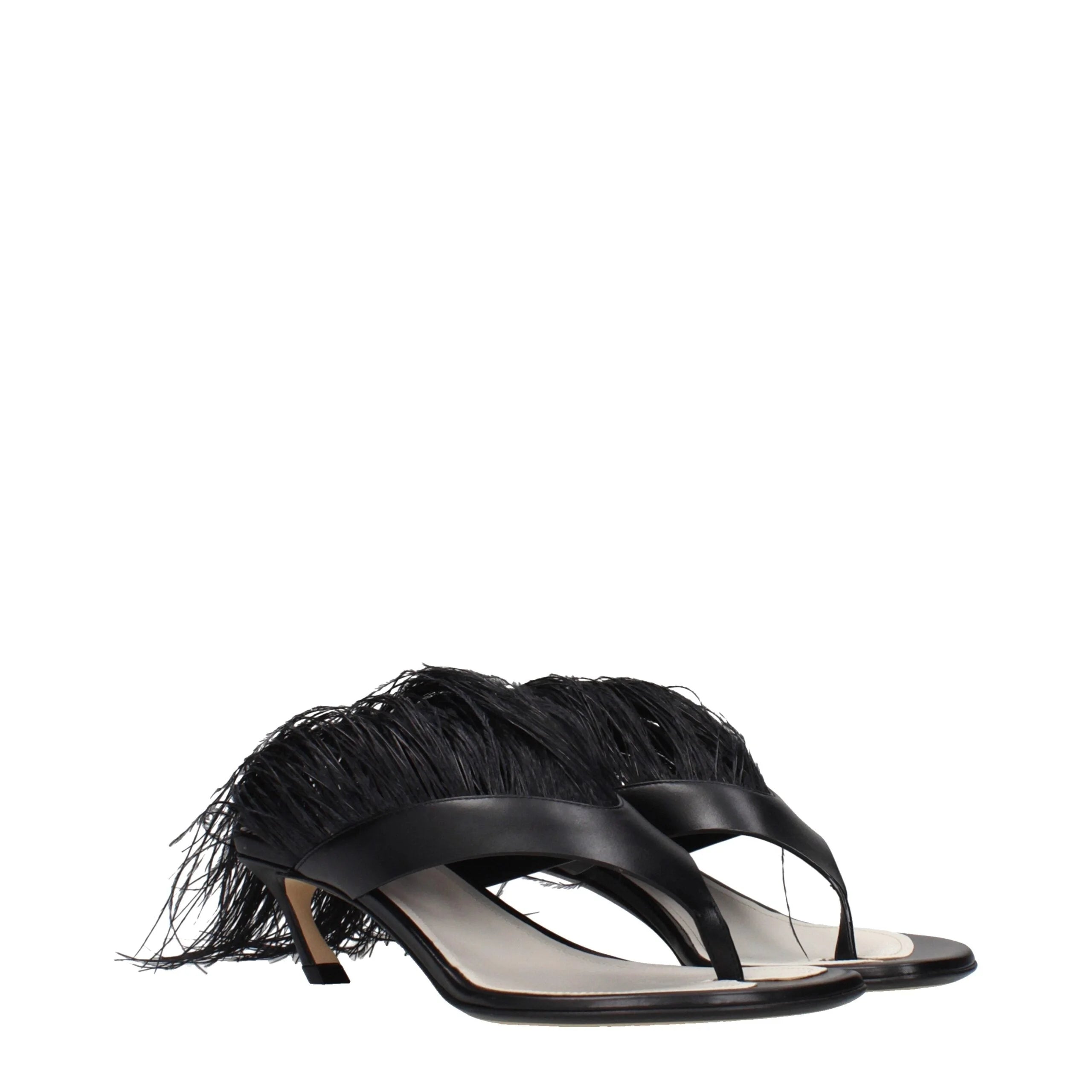 Sandálias de chinelo em couro preto Lanvin - EU36/US6
