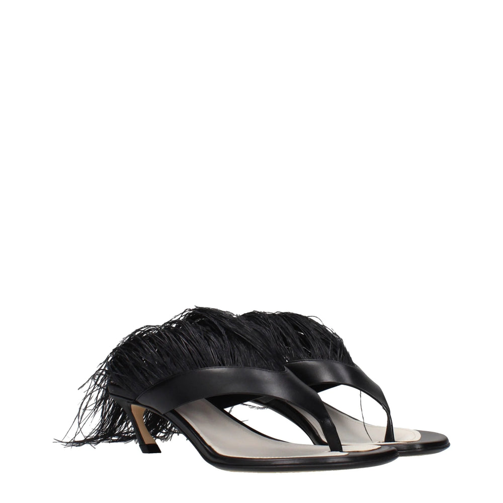 Sandálias de chinelo em couro preto Lanvin - EU36/US6
