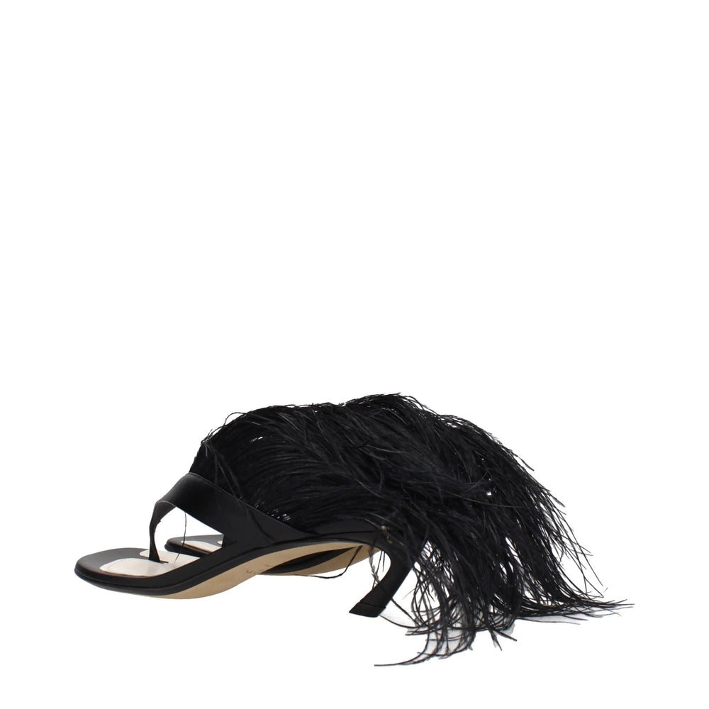 Lanvin Black Leather Flip-Flop Sandals - EU36/US6