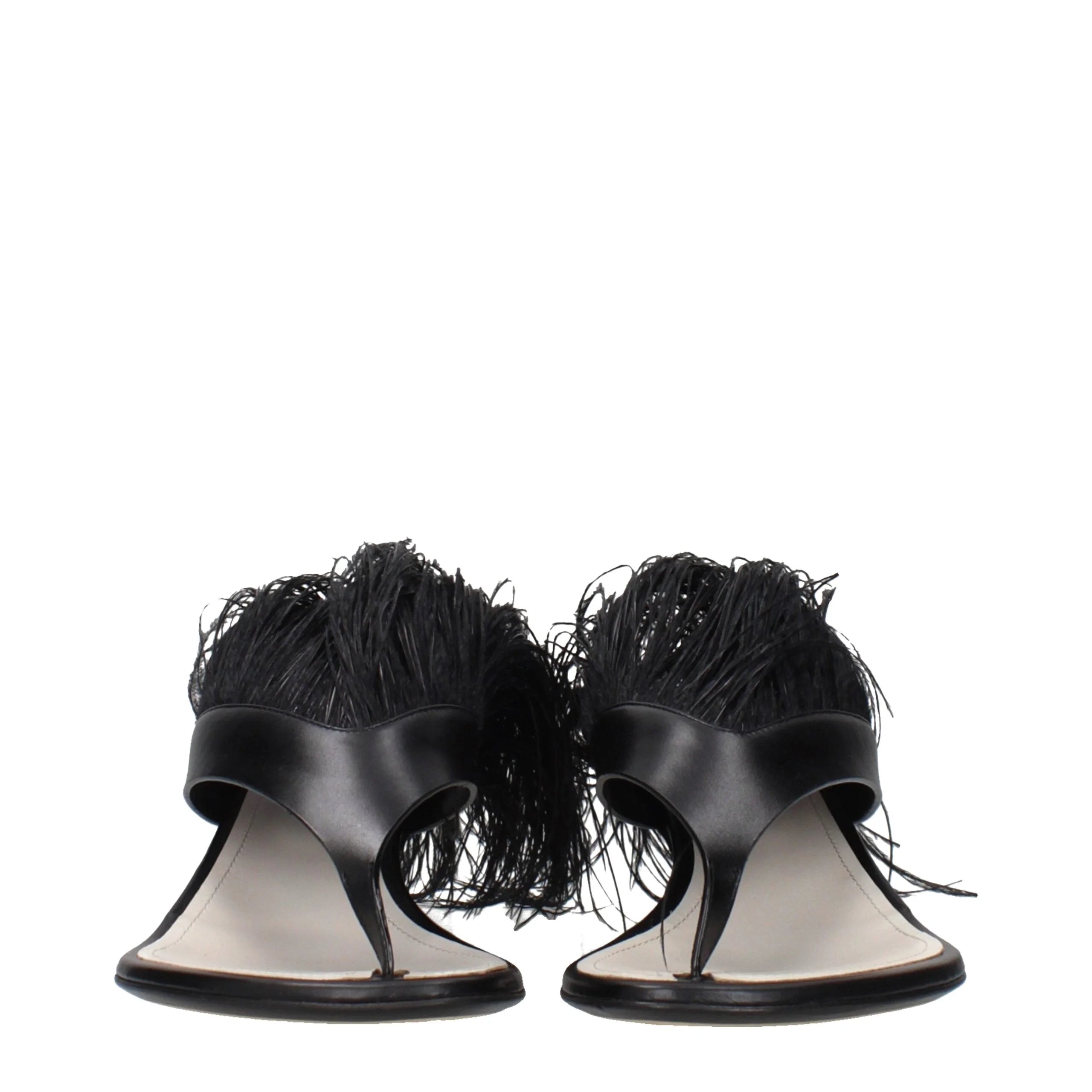 Sandálias de chinelo em couro preto Lanvin - EU36/US6