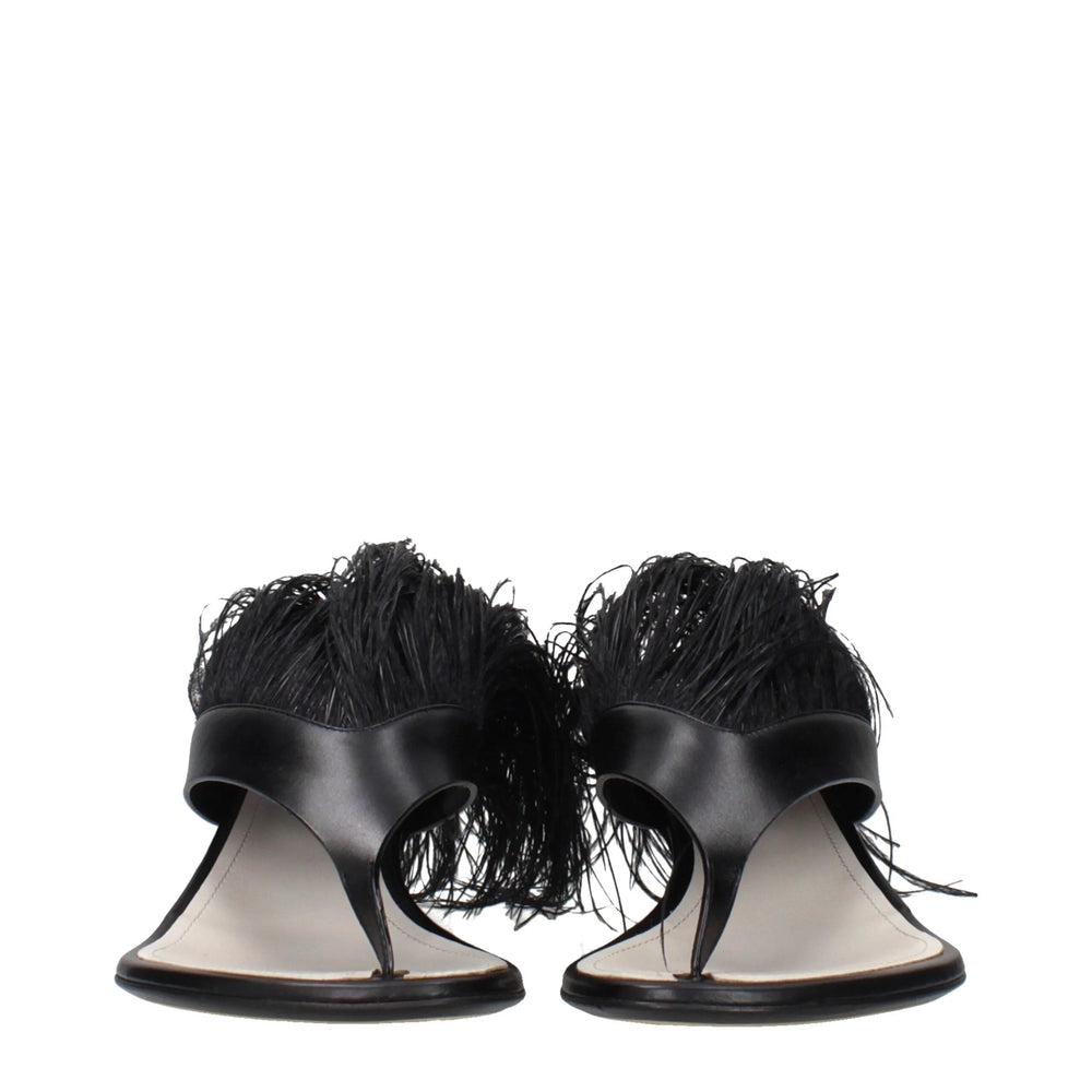 Sandálias de chinelo em couro preto Lanvin - EU36/US6