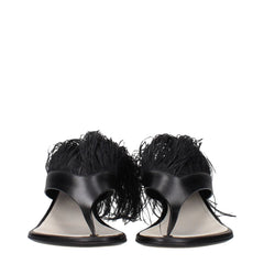 Sandálias de chinelo em couro preto Lanvin - EU36/US6