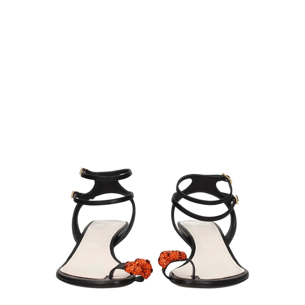 Lanvin Black Leather Stiletto Heels Sandals