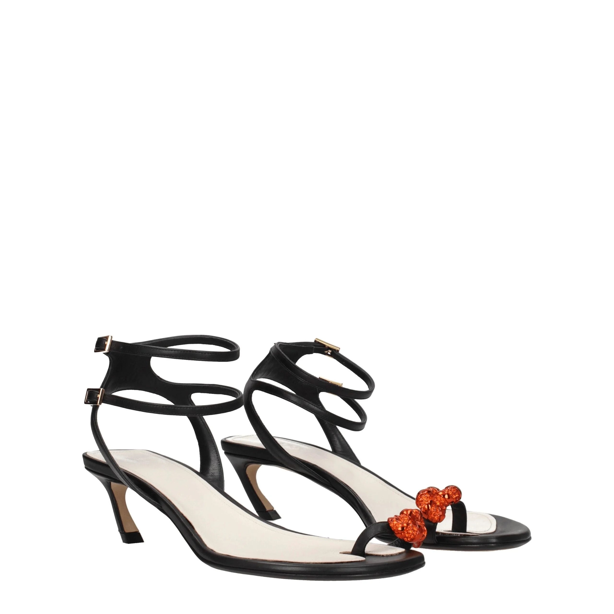 Lanvin Black Leather Stiletto Heels Sandals - Sandals