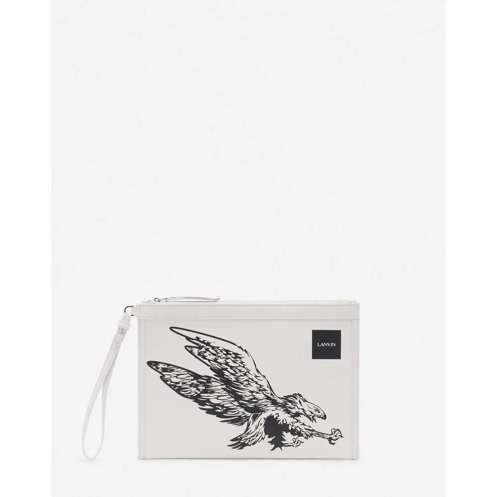Lanvin White Leather Men Pouch Wallet - Wallets