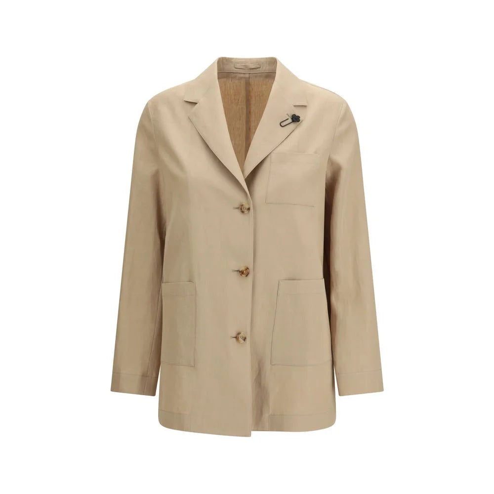 Lardini Beige Wool Oves Aries Full-Length Jacket - IT40 | M