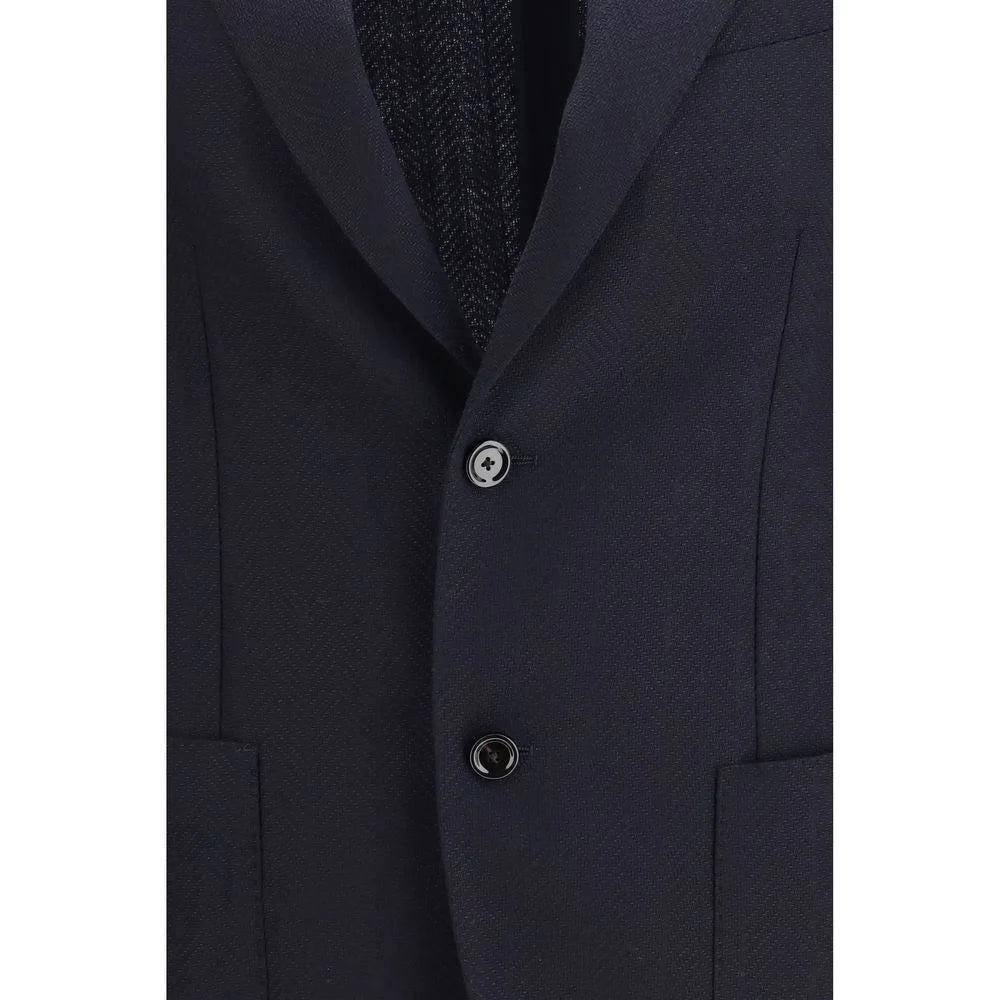 Lardini Blue Fleece Wool Blazer