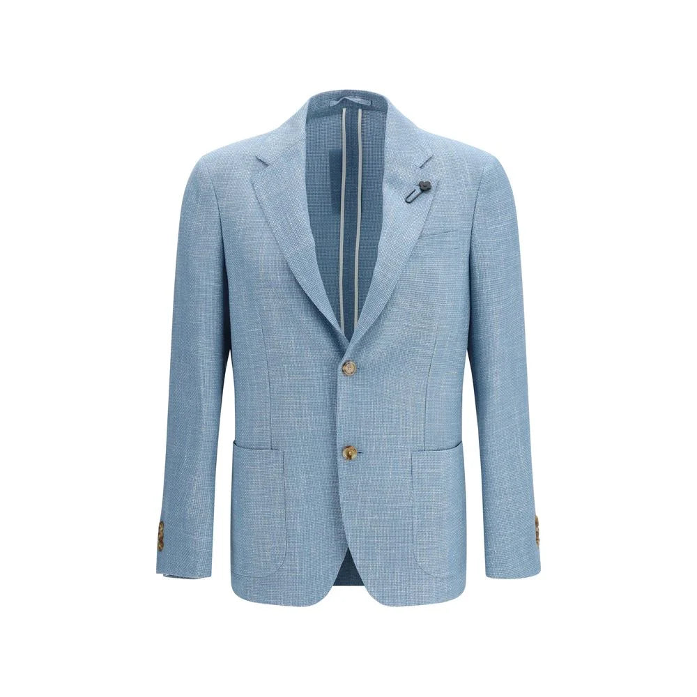 Lardini Blue Silk Blazer - IT54 | XXL