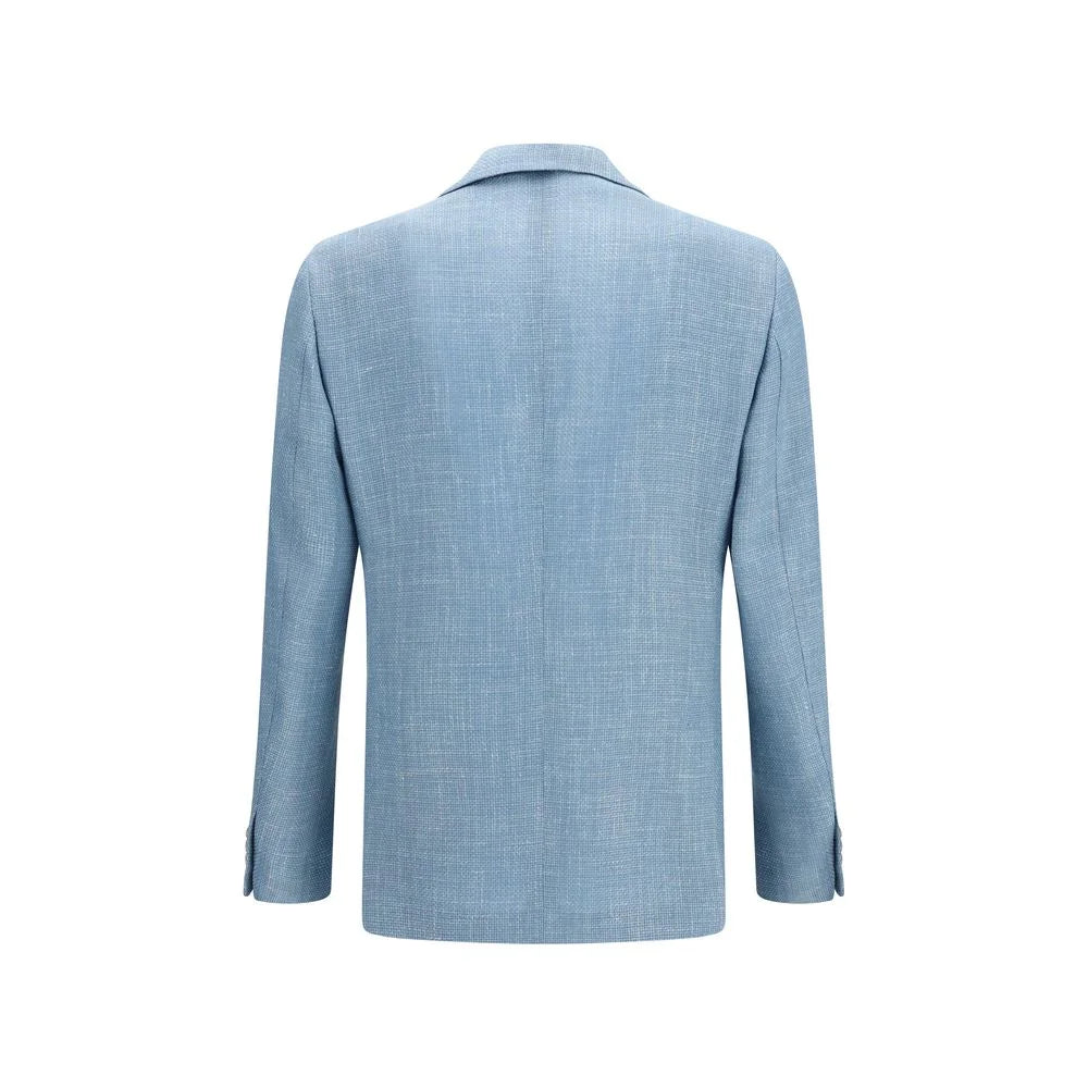 Lardini Blue Silk Blazer - IT54 | XXL
