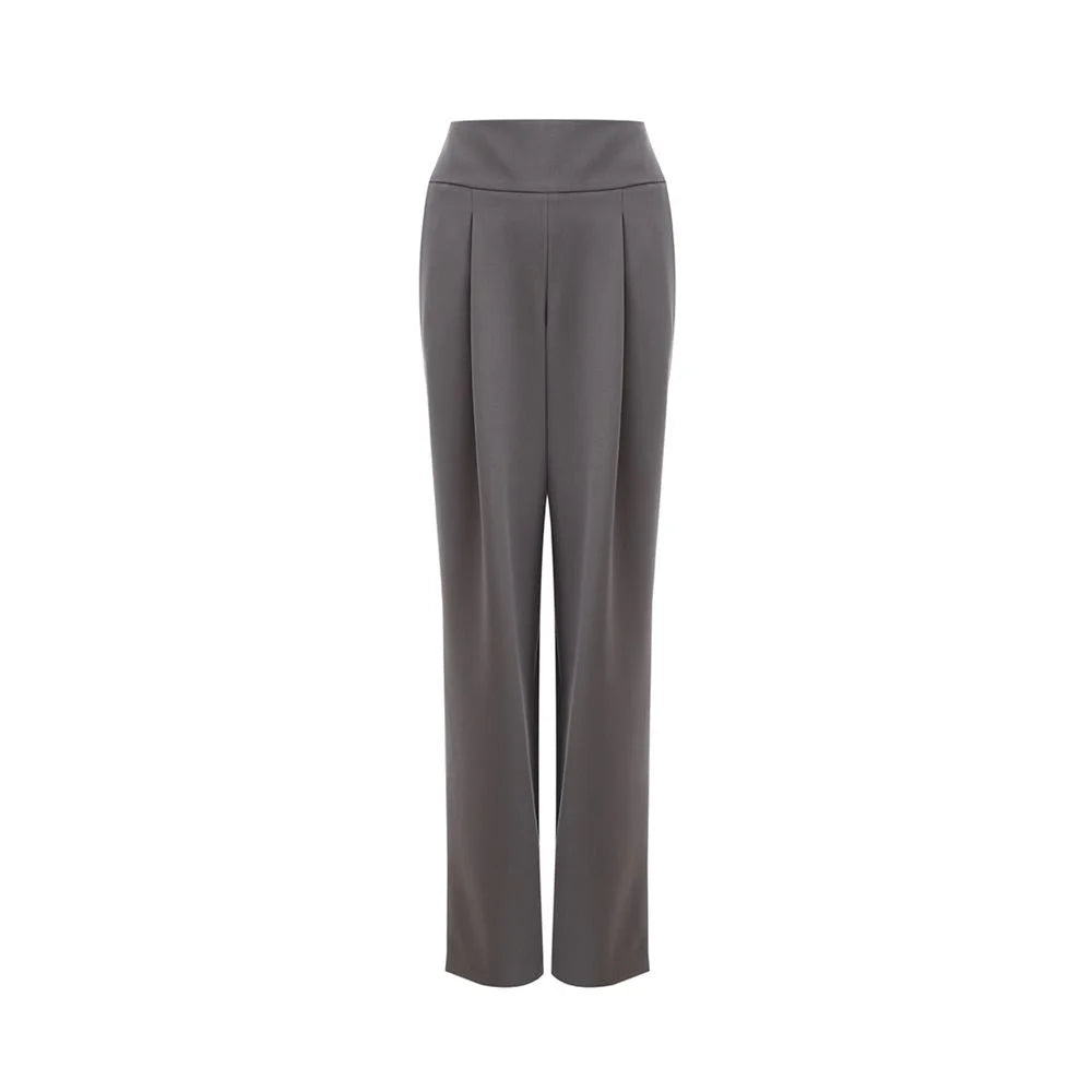 Lardini Chic Gray Wool Trousers for Sophisticated Style - IT40|S