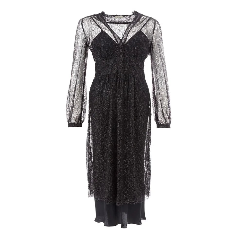 Lardini Elegant Black Nylon Dress - IT40|S - Dresses
