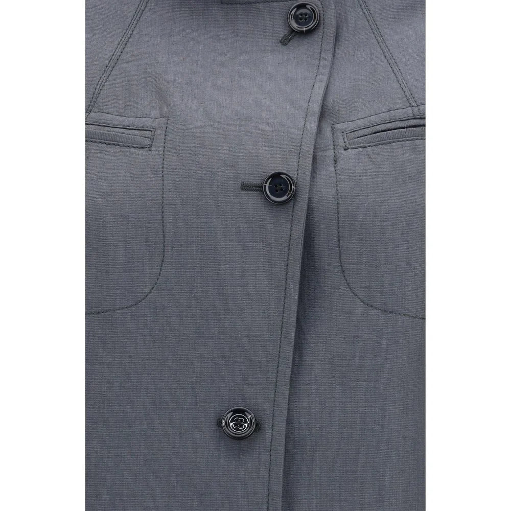 Lardini Gray Linen Coat - IT46|XL