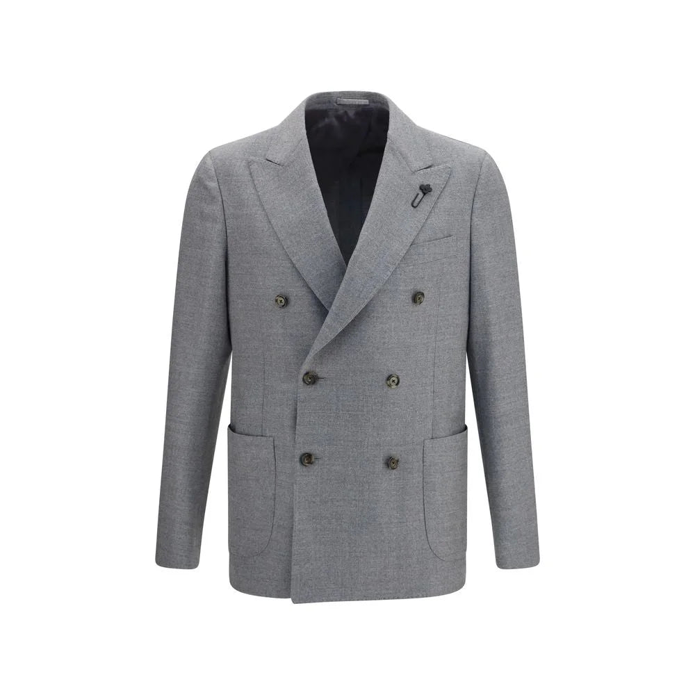 Lardini Gray Wool Oves Aries Full-Length Jacket