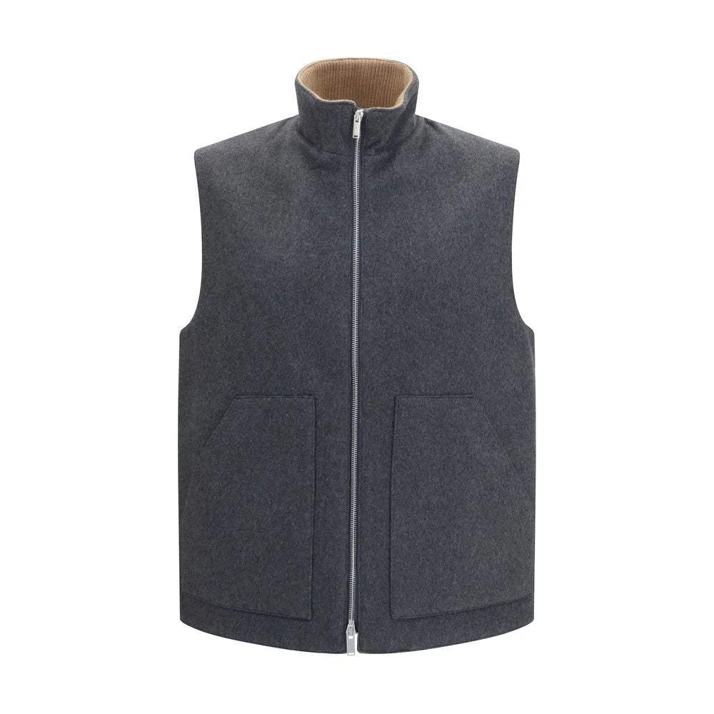 Lardini Gray Wool Oves Aries Sleeveless Jacket