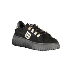 Laura Biagiotti Black Polyester Women Sneaker with Gold Detail and Rhinestone Accents - Sneakers