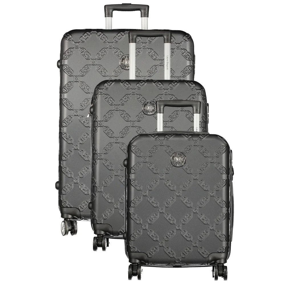 Laura Biagiotti Black Polyurethane Women’s Travel Trolley Set