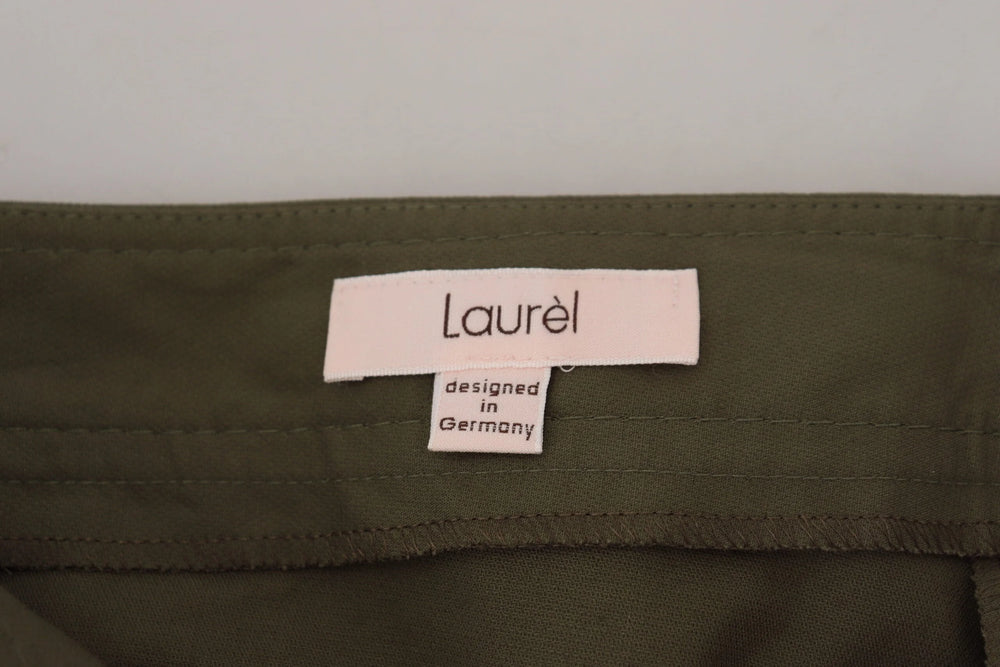 LAUREL Green Cotton High Waist Women Tapered Pants - IT40|S - Trousers