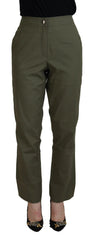 LAUREL Green Cotton High Waist Women Tapered Pants - IT40|S - Trousers