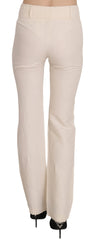 LAUREL White High Waist Silk Blend Flared Dress Trousers Pants - Trousers