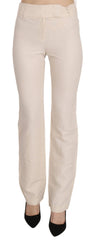 LAUREL White High Waist Silk Blend Flared Dress Trousers Pants - Trousers