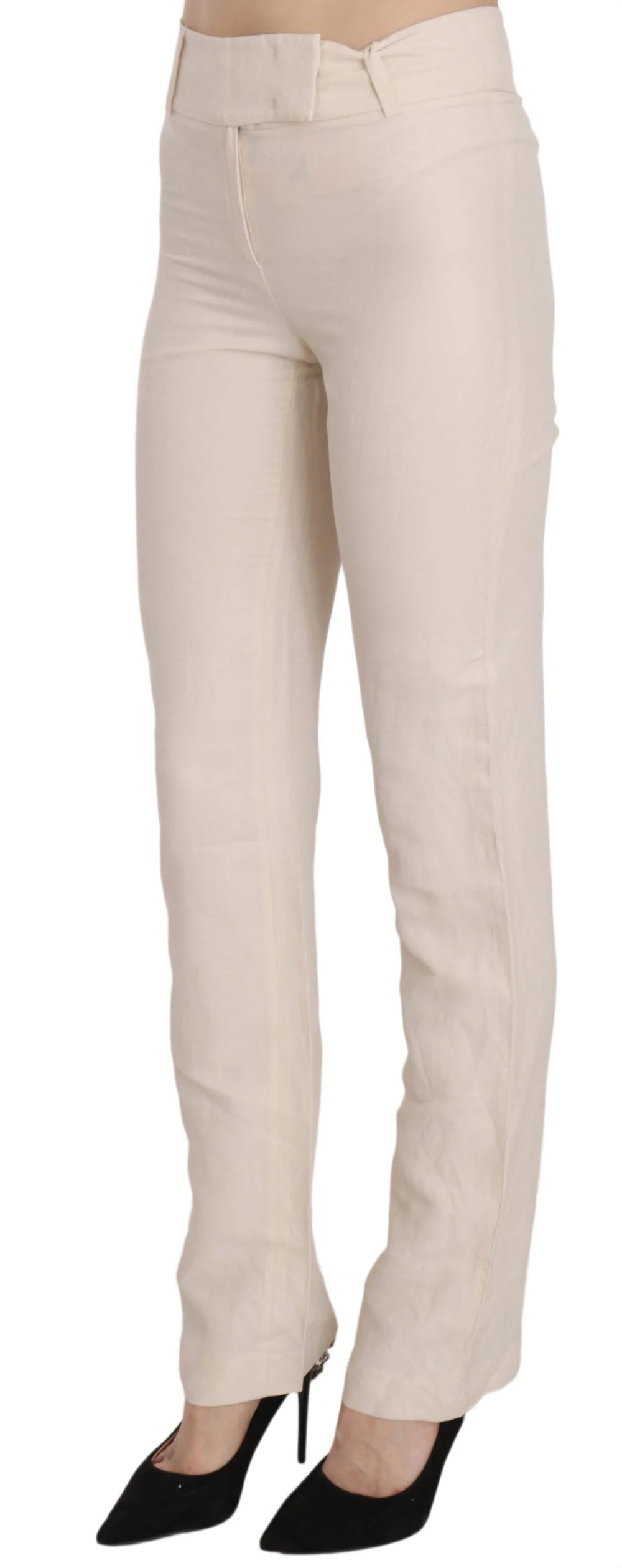 LAUREL White High Waist Silk Blend Flared Dress Trousers Pants - Trousers