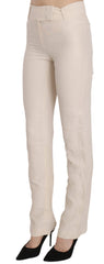 LAUREL White High Waist Silk Blend Flared Dress Trousers Pants - Trousers