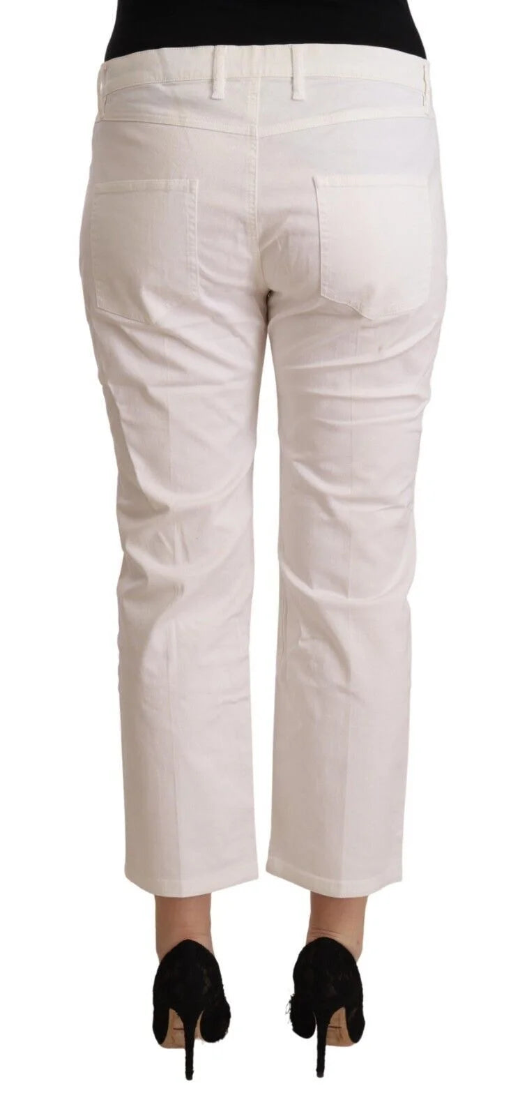L’Autre Chose White Cotton Mid Waist Cropped Denim Jeans - IT44|L - Jeans