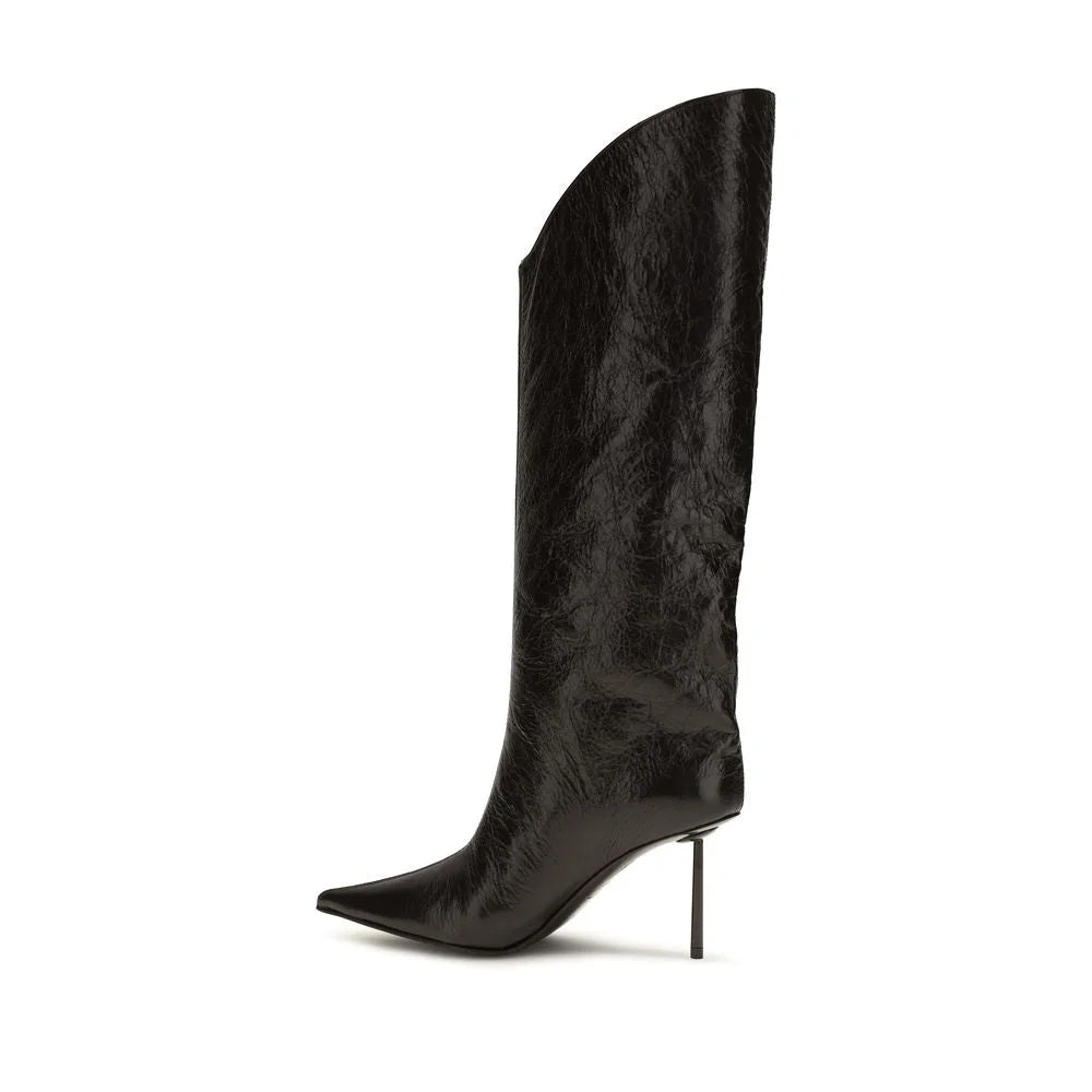 LE SILLA Black Calf Leather Bos Taurus High Heel Boots