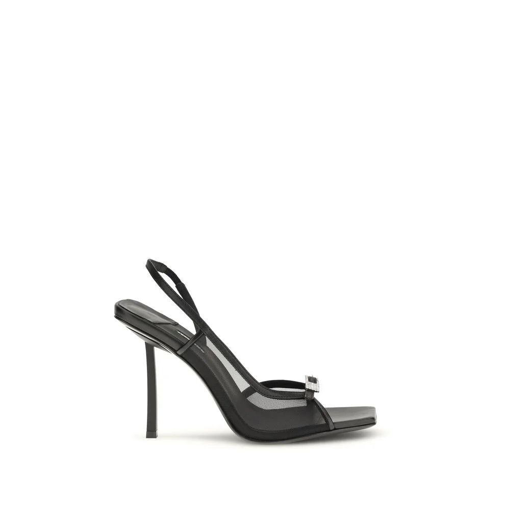 LE SILLA Black Calf Leather Bos Taurus Stiletto Heel Sandals