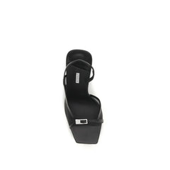 LE SILLA Black Calf Leather Bos Taurus Stiletto Heel Sandals
