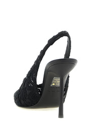 LE SILLA Black Cotton High Heel Pumps