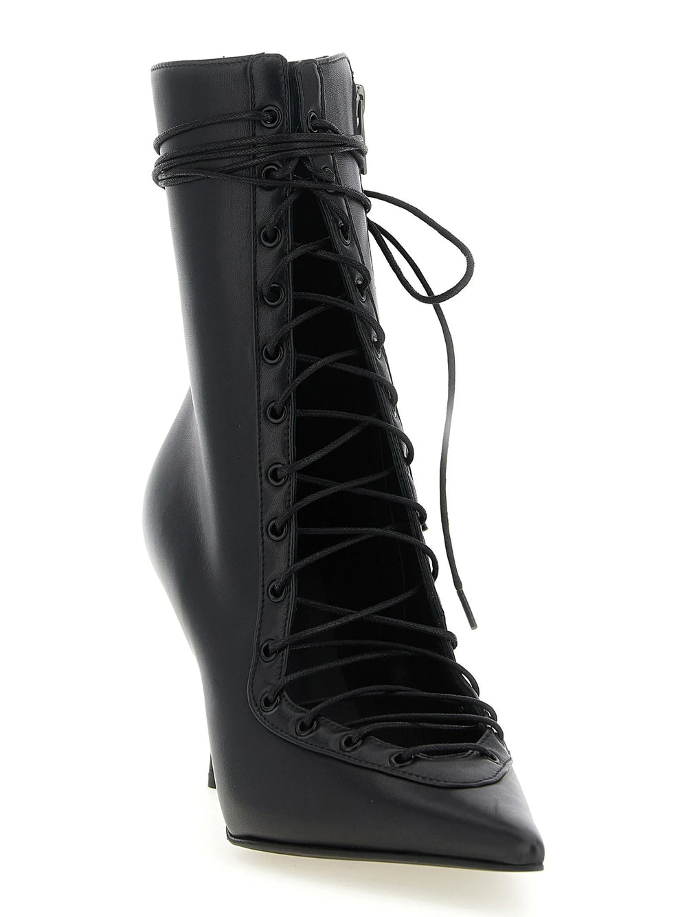 LE SILLA Black Lamb Leather Ankle Boots