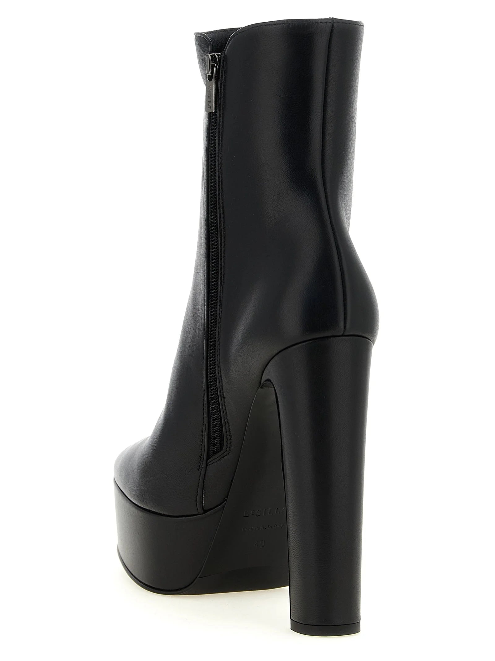 LE SILLA Black Lamb Leather Ankle Boots - EU37/US7