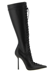 LE SILLA Black Lamb Leather Over The Knee