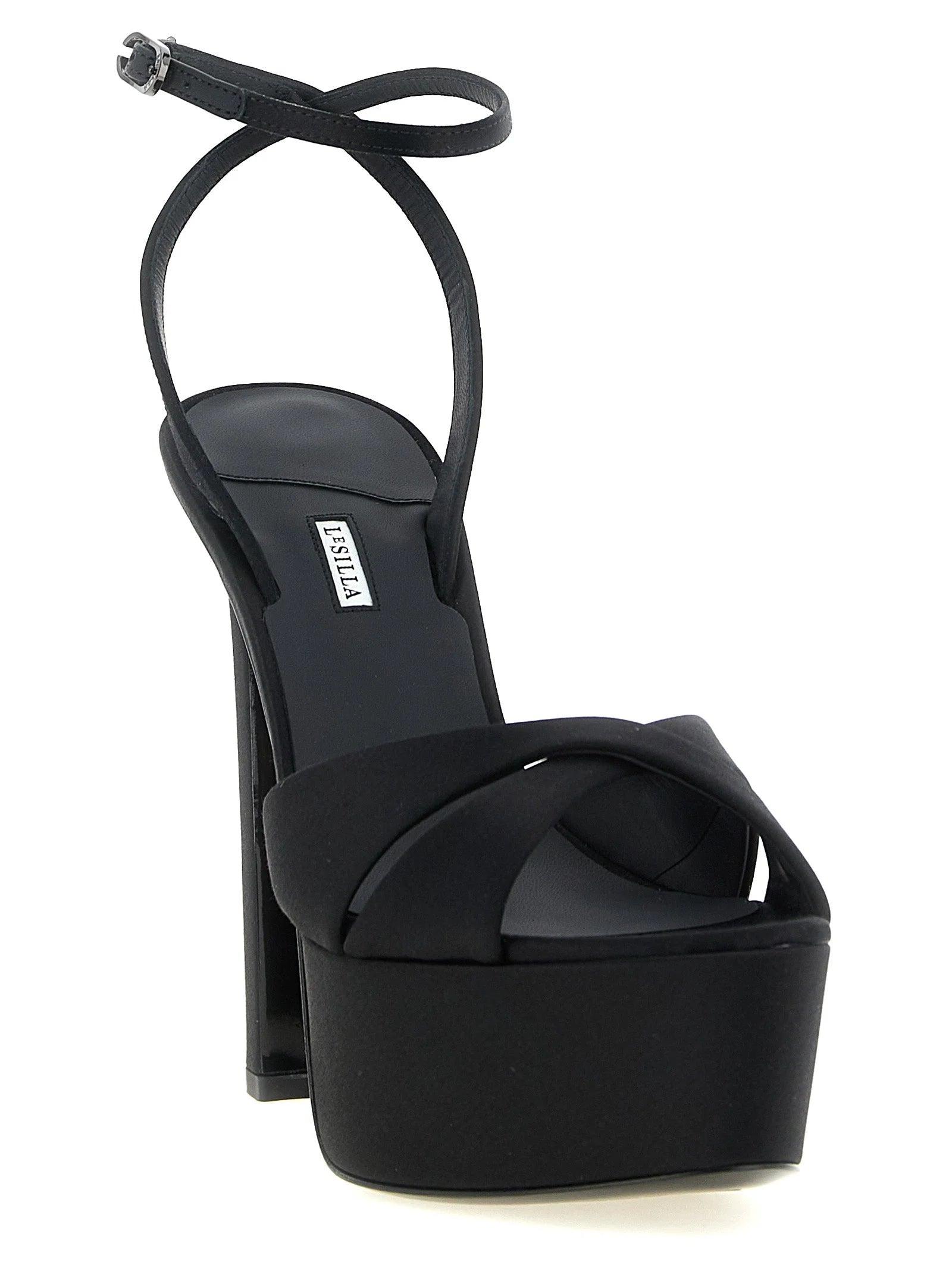 LE SILLA Black Viscose Stiletto Heel Sandals