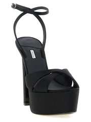 LE SILLA Black Viscose Stiletto Heel Sandals