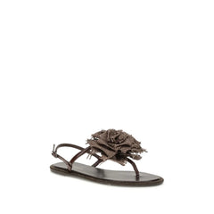 LE SILLA Brown Calf Leather Bos Taurus Flat Sandals