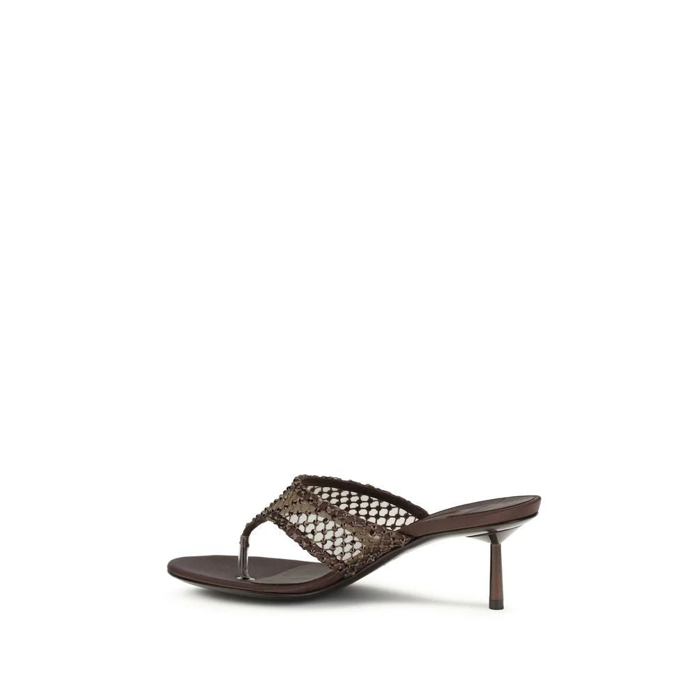 LE SILLA Brown Goatskin Stiletto Heel Sandals