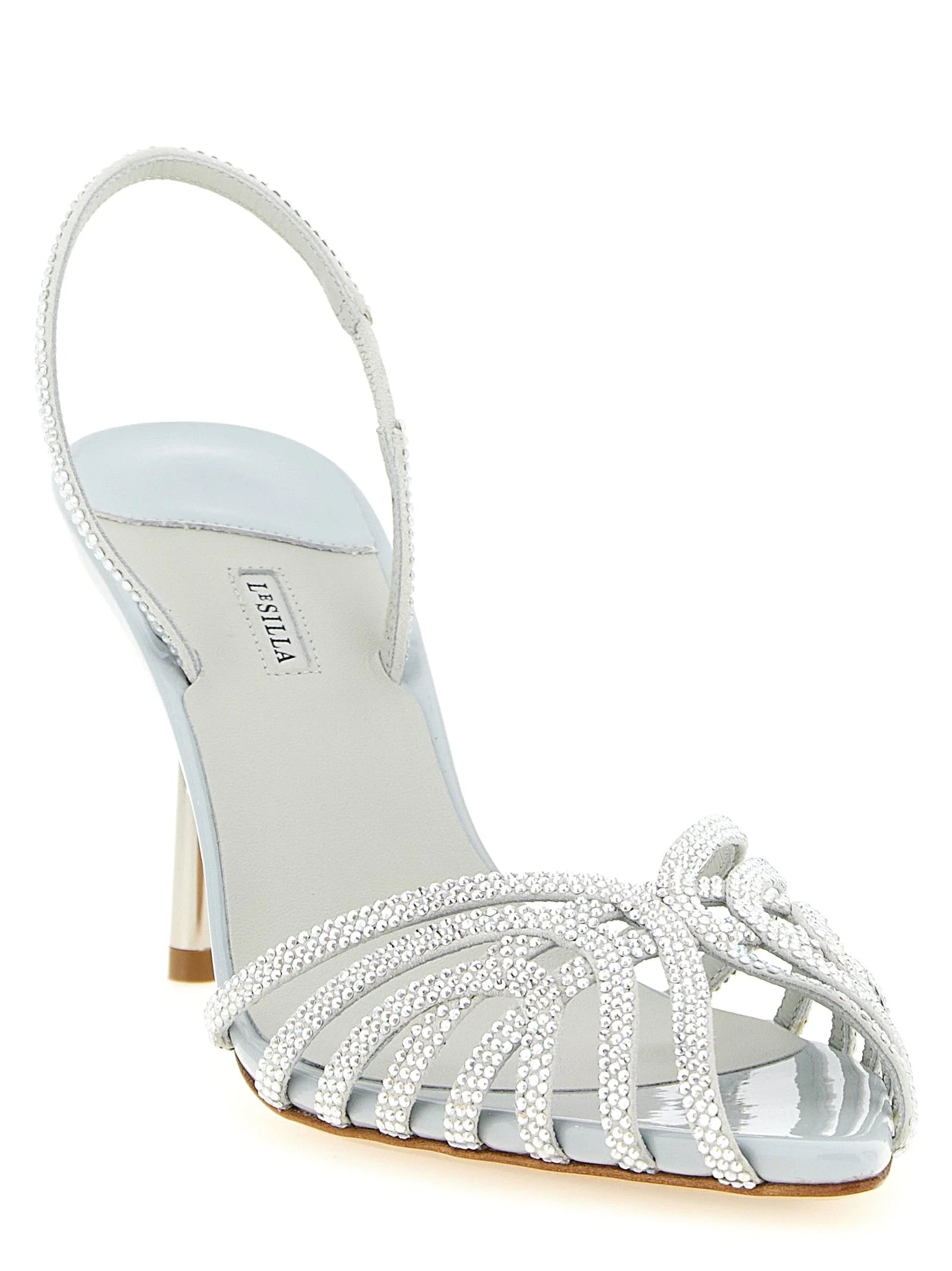 LE SILLA Gray Goatskin Stiletto Heel Sandals