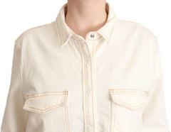 Levi’s White Cotton Collared Long Sleeves Button Down Polo Top - IT44|L - Shirts